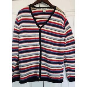 Vintage Style Eddie Bauer cardigan striped sweater size M multicolor